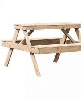 Grily Piknikový stůl 105 x 134 x 75 cm masivní borové dřevo