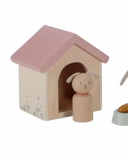 Hračky panenky LITTLE DUTCH - Sada domácích mazlíčků do domečku pro panenky dřevěná