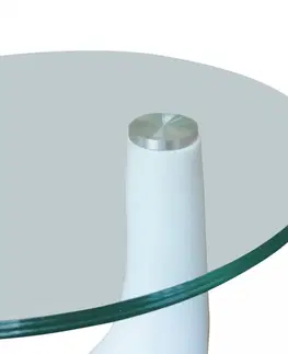 Skleněné Konferenční stolek laminát / sklo Dekorhome Bílá lesk
