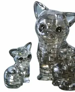 Hračky HCM Kinzel 3D Crystal puzzle Kočka s koťátkem, 49 dílků