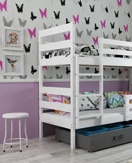 Postele BMS Dětská patrová postel ERYK | bílá Barva: Bílá / bílá, Rozměr: 190 x 80 cm