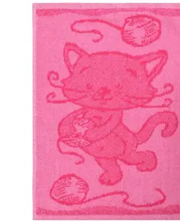Ručníky Profod Dětský ručník Cat pink, 30 x 50 cm