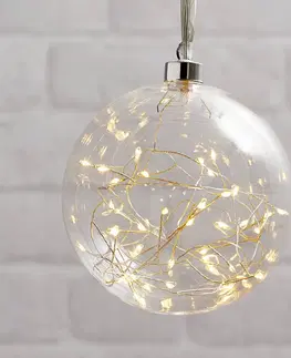 Vánoční osvětlení do oken STAR TRADING Glow LED dekorační koule ze skla, Ø 15 cm čirá
