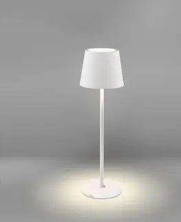 LED stolní lampy CENTURY Nabíjecí stmívatelné LED svítidlo LUME PLUS bílé 2,2W 2700K IP54 USB Ra95 s nabíjecí základnou