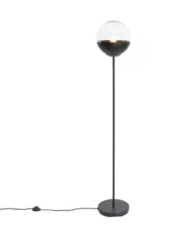 Stojaci lampy Retro stojací lampa černá s čirým sklem - Eclipse