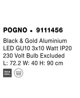Moderní závěsná svítidla NOVA LUCE závěsné svítidlo POGNO černá a zlatý hliník GU10 3x10W IP20 230V bez žárovky 9111456