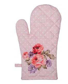 Chňapky Růžová bavlněná chňapka - rukavice s růžemi Dotty Rose  - 18*30 cm Clayre & Eef DTR44