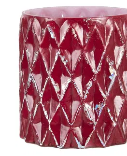 Svícny Červený svícen s odřeninami na čajovou svíčku - Ø 11*10 cm Clayre & Eef 6GL3207