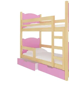 Postele ArtAdrk Dětská patrová postel MARABA Barva: bílá / růžová
