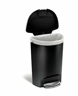 Odpadkové koše Pedálový odpadkový koš Simplehuman – 50 l, půlkulatý, plast, černý