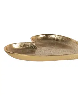 Talíře Zlatý dekorativní talíř z hliníku ve tvaru srdce L - 25*24*3 cm Clayre & Eef 6AL0053