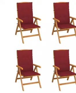 Zahradní židle Zahradní židle 4 ks teak / látka Dekorhome Vínová