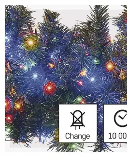 LED řetězy EMOS LED vánoční řetěz – ježek, 12 m, venkovní i vnitřní, multicolor, časovač D4BM03