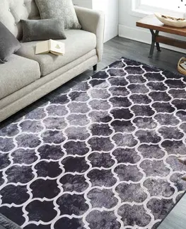 Moderní koberce Protišmykový koberec čiernej farby s ornamentmi Šířka: 160 cm | Délka: 220 cm