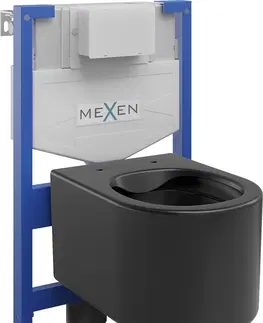 Záchody MEXEN/S WC předstěnová instalační sada Fenix XS-F s mísou WC Sofia,  černá mat 6803354XX85