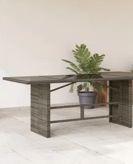 Zahradní stolky Zahradní stůl se skleněnou deskou šedý 190x80x74 cm polyratan