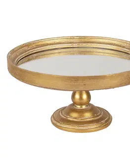 Podnosy a tácy Zlatý vintage dekorativní podnos se zrcadlem - Ø 27*13 cm Clayre & Eef 6PR3235
