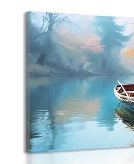 Obrazy jezera Obraz člun na opuštěném jezeře