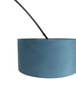 Obloukove lampy Oblouková lampa černý sametový odstín modrý se zlatem 50 cm - XXL