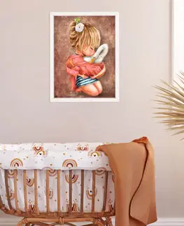 Obrazy do dětského pokoje Obraz na zeď - Dívka s Huskies