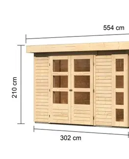 Dřevěné plastové domky Dřevěný zahradní domek KERKO 5 s přístavkem 240 Lanitplast Šedá
