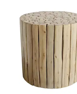 Konferenční stolky Přírodní kulatý stůl z dřevěných špalíků Eucalypt - Ø 30*30cm Chic Antique 41071600