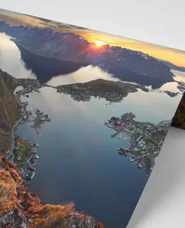 Samolepící tapety Samolepící fototapeta horské panorama se západem slunce