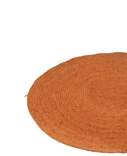 Koberce a koberečky Oranžový jutový koberec Round  - Ø 120cm J-Line by Jolipa 94572