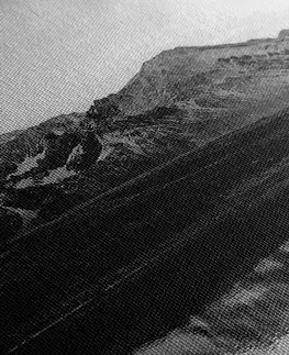 Černobílé obrazy Obraz skvostný západ slunce nad horami v černobílém provedení