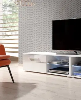 TV stolky Vivaldi TV stolek MOON DOUBLE 200 cm s LED osvětlením bílý