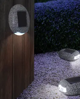 Solární dekorace na zahradu Globo Kamenný design venkovní dekorativní světlo Talvi Solar