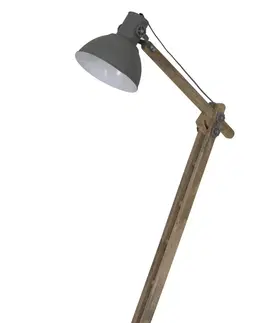 Lampy Šedá dřevěná stojací lampa Elmer cement - 84*26*125 cm Light & Living 1809725