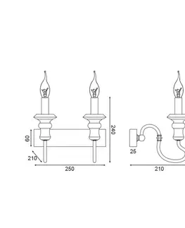 Designová nástěnná svítidla ACA Lighting nástěnné svítidlo 2XE14 antická/rez kov 25X21X24CM TOULOUSE EG172W25R