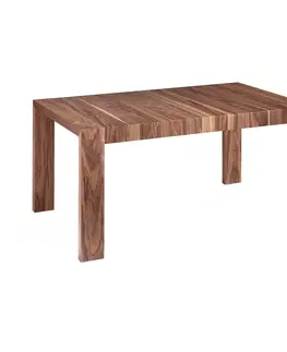 Designové a luxusní jídelní stoly Estila Dřevěný rozkládací jídelní stůl Vita Naturale hnědý ořechový 160cm