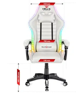 Herní křesla Herní židle HC-1003 LED RGB bílá