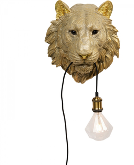 Dětské lustry KARE Design Nástěnná lampa Zlatá lvice s žárovkou v tlamě