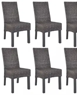 Židle Jídelní židle 6 ks ratan / mangovník Dekorhome Hnědá