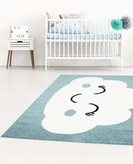 Dětské koberce Okouzlující modrý koberec do dětského pokoje spící mráček Šířka: 140 cm | Délka: 200 cm