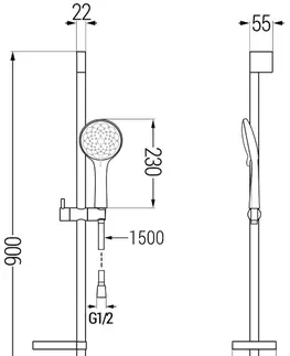 Sprchy a sprchové panely MEXEN/S DS74 posuvný sprchový set, černá 785744583-70