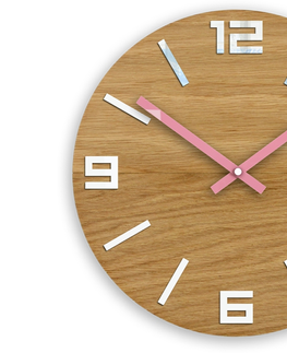 Hodiny ModernClock Nástěnné hodiny Arabic Wood hnědo-růžové