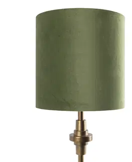 Stolni lampy Stolní lampa bronzový sametový odstín zelená 40 cm - Diverso