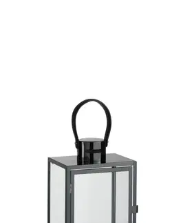 Zahradní lampy Černá kovová lucerna Recin - 20*15*44cm J-Line by Jolipa 85479