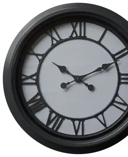 Stylové a designové hodiny Estila Moderní nástěnné hodiny Denya kruhového tvaru v černobílém provedení 59cm