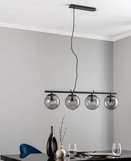 Závěsná světla Lucande Závěsná lampa Lucande Sotiana, 4 skleněné koule, černá barva