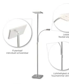 LED stojací lampy LEUCHTEN DIREKT is JUST LIGHT LED osvětlení stropu se čtecí lampou, stojací svítidlo, ocel 3000K LD 11710-55
