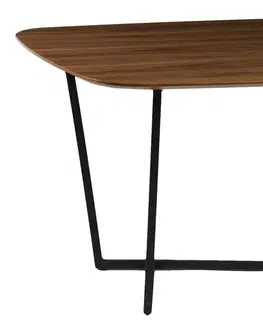 Designové a luxusní jídelní stoly Estila Moderní hnědý jídelní stůl Vidar ve skandinávském stylu v obdélníkovém tvaru s černou kovovou podstavou 160cm
