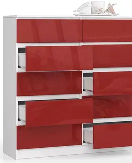 Komody Ak furniture Komoda Kuba 120 cm bílá/červená