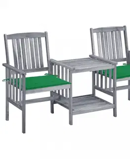 Zahradní židle Zahradní židle se stolkem akácie / látka Dekorhome Tmavě zelená