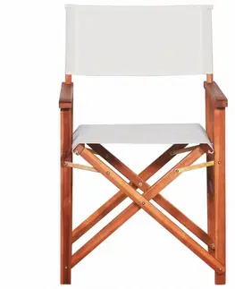 Zahradní křesla a židle Režisérská židle akáciové dřevo Dekorhome Bílá