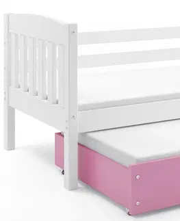 Postele BMS Dětská postel KUBUŠ 2 s přistýlkou | bílá Barva: bílá / růžová, Rozměr: 200 x 90 cm